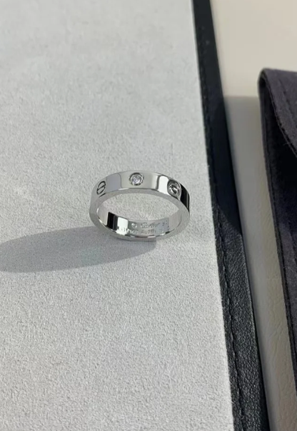 [⭐Maelin]LOVE RING 4MM 1 DIAMOND SILVER