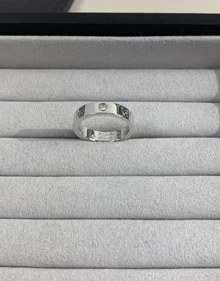 [⭐Maelin]LOVE RING 4MM 1 DIAMOND SILVER