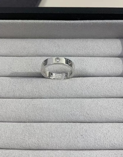 [⭐Maelin]LOVE RING 4MM 1 DIAMOND SILVER