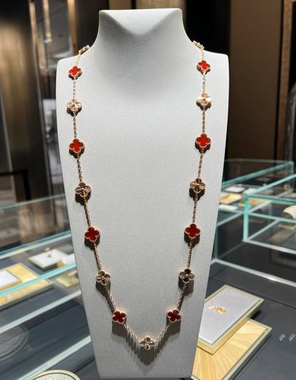 [⭐Maelin]CLOVER 20 MOTIFS LASER CARNELIAN NECKLACE