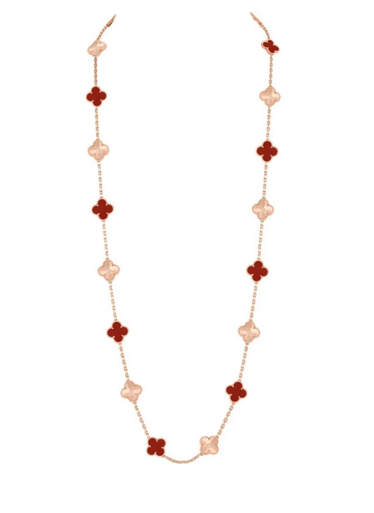 [⭐Maelin]CLOVER 20 MOTIFS LASER CARNELIAN NECKLACE