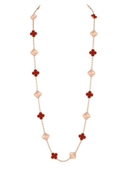 [⭐Maelin]CLOVER 20 MOTIFS LASER CARNELIAN NECKLACE