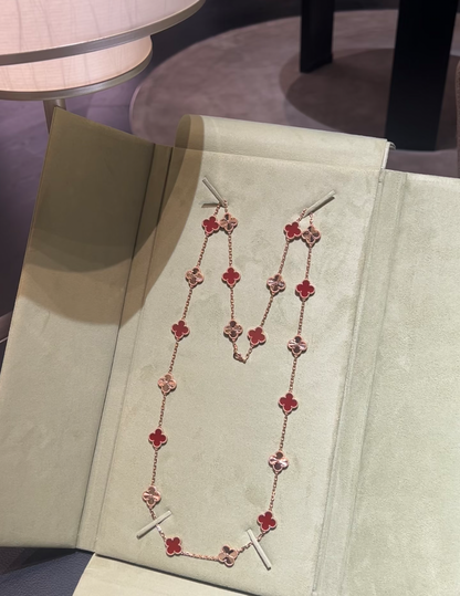[⭐Maelin]CLOVER 20 MOTIFS LASER CARNELIAN NECKLACE