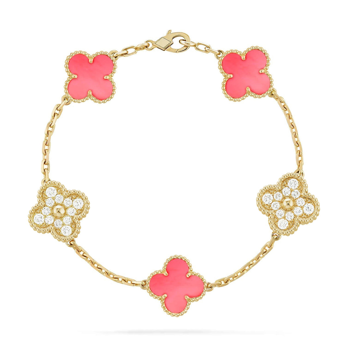 [⭐Maelin] CLOVER 5 MOTIFS  PINK MOP BRACELET COLLECTION