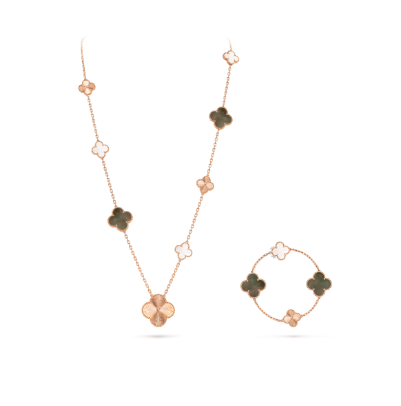 [⭐Maelin]DETACHABLE CLOVER 15(11+4) FLOWER SILVER NECKLACE SET