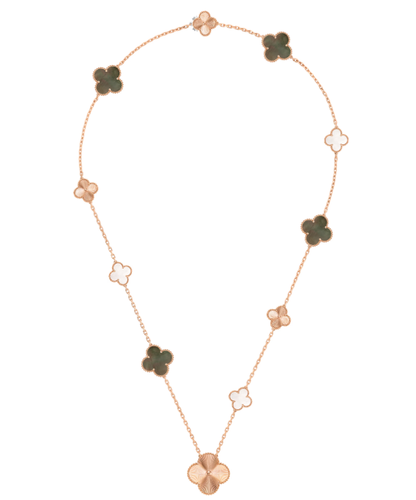 [⭐Maelin]DETACHABLE CLOVER 15(11+4) FLOWER SILVER NECKLACE SET