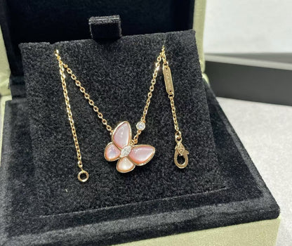 [⭐Maelin]BUTTERFLY PINK MOTHER-OF-PEARL DIAMOND NECKLACE