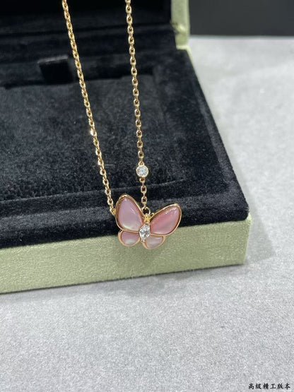 [⭐Maelin]BUTTERFLY PINK MOTHER-OF-PEARL DIAMOND NECKLACE