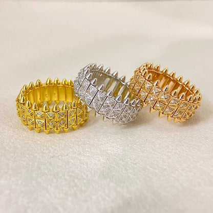 [⭐Maelin]CLASH DOUBLE-ROW RIVET RING WITH DIAMOND SETTING