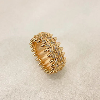 [⭐Maelin]CLASH DOUBLE-ROW RIVET RING WITH DIAMOND SETTING