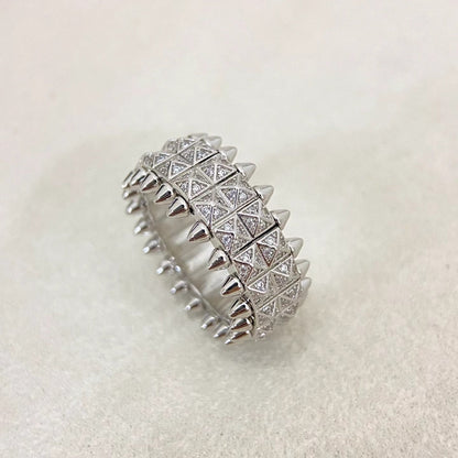 [⭐Maelin]CLASH DOUBLE-ROW RIVET RING WITH DIAMOND SETTING