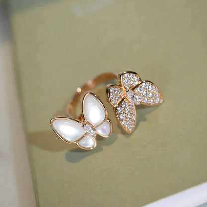 [⭐Maelin]TWIN BUTTERFLY DIAMOND MOP RING