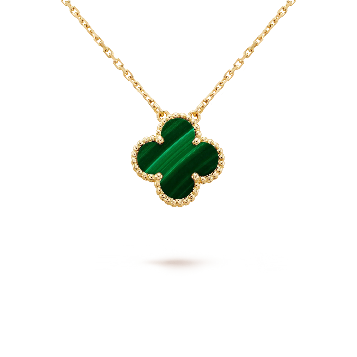 [⭐Maelin]CLOVER 15MM MALACHITE SINGLE FLOWER  NECKLACE