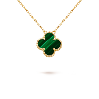 [⭐Maelin]CLOVER 15MM MALACHITE SINGLE FLOWER  NECKLACE
