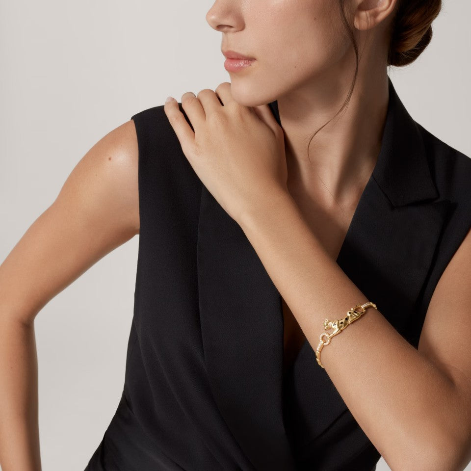 [⭐Maelin]PANTHERE HALF DIAMOND ON CHAIN BRACELET