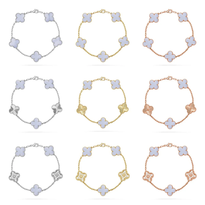 [⭐Maelin] CLOVER 5 MOTIF PURPLE CHALCEDONY BRACELET COLLECTION