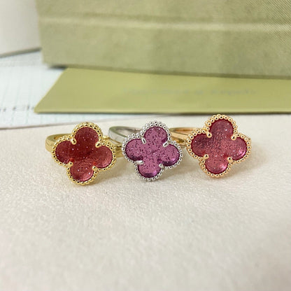 [⭐Maelin]NEW ROSE QUARTZ FOUR-LEAF CLOVER RING