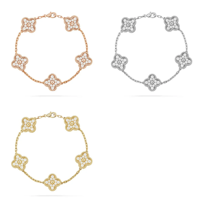[⭐Maelin] CLOVER 5 MOTIF FULL DIAMOND BRACELET COLLECTION