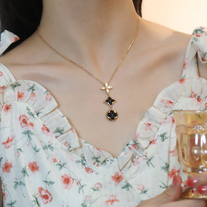 [⭐Maelin]STAR AND SUN ONYX PINK GOLD NECKLACE