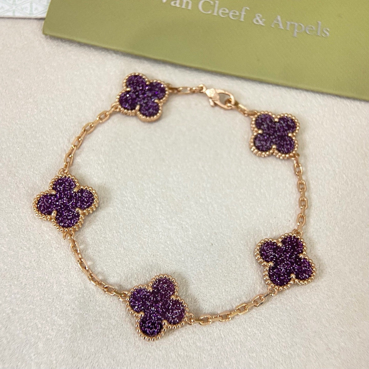[⭐Maelin]NEW PURPLE SAND-GOLD FOUR-LEAF CLOVER 5-FLOWER BRACELET