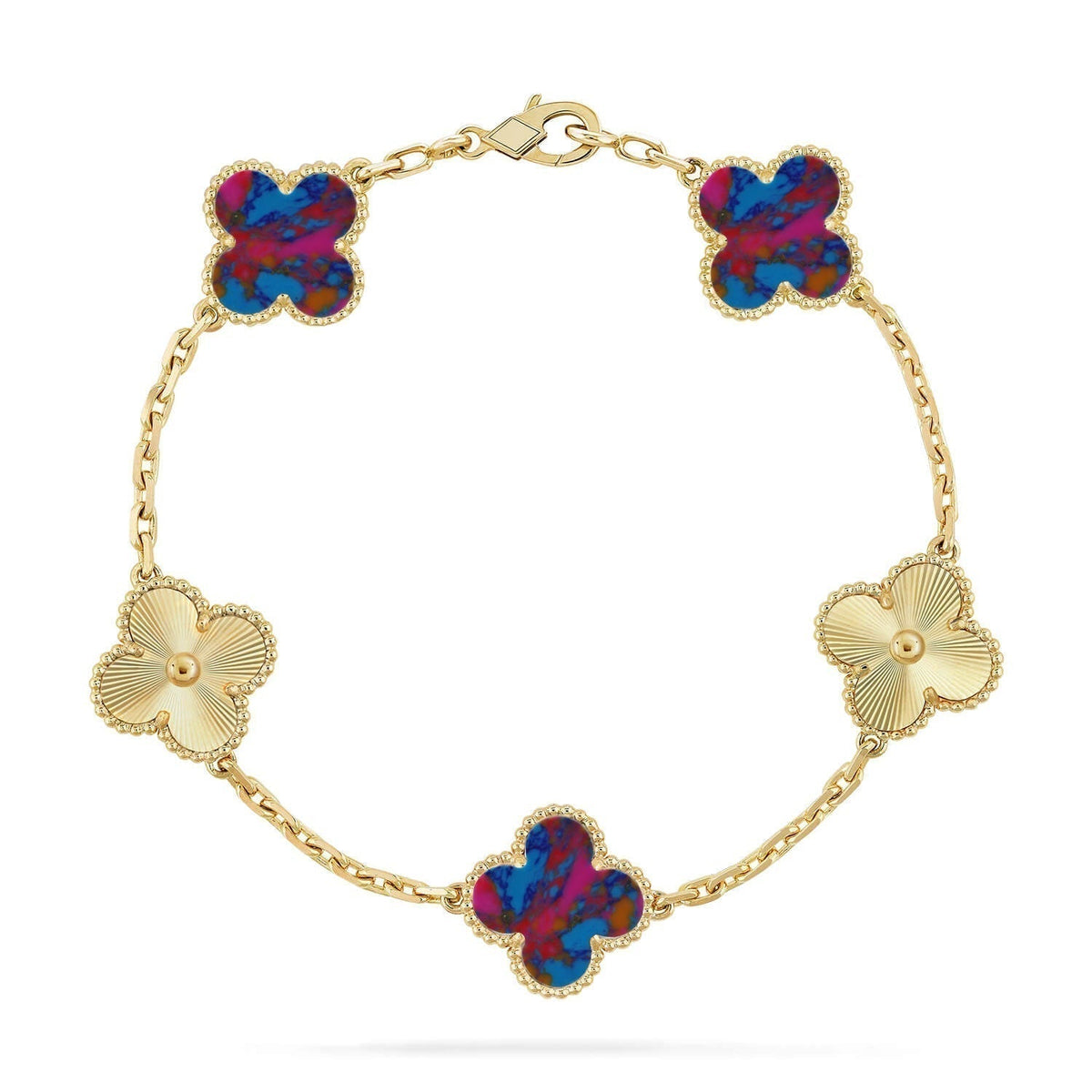 [⭐Maelin]CLOVER 5 MOTIF COLOR GEMSTONES BRACELET COLLECTION