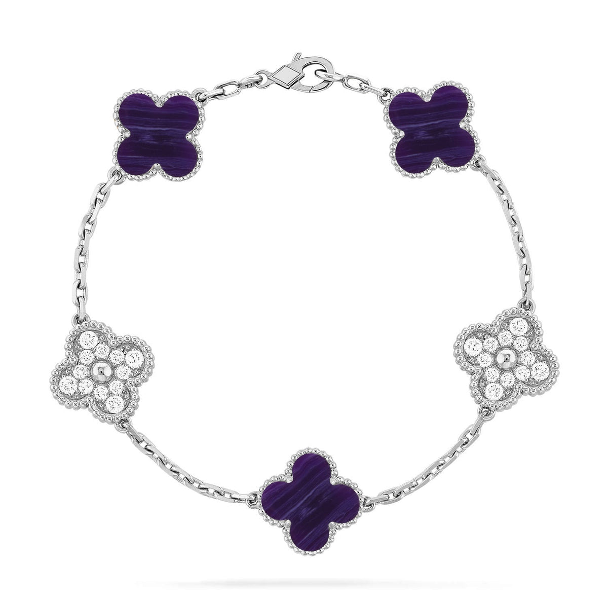 [⭐Maelin]CLOVER 5 MOTIF PURPLE STRIPES BRACELET COLLECTION