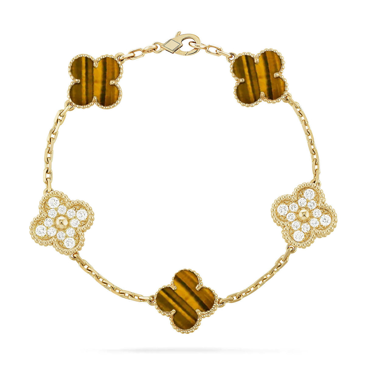 [⭐Maelin] CLOVER 5 MOTIFS TIGER EYE BRACELET COLLECTION