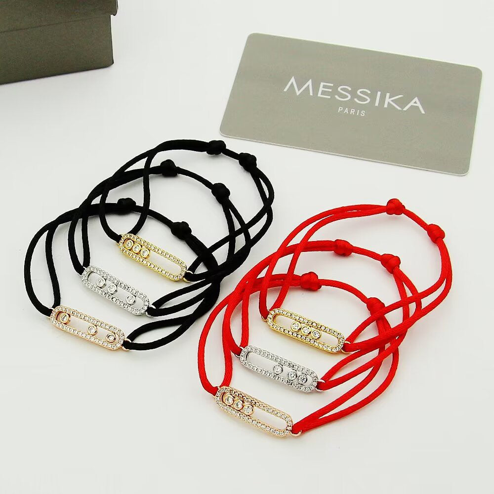 [⭐Maelin]Messika Care(s) pink cord pavé bracelet