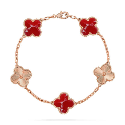 [⭐Maelin]CLOVER 5 MOTIF RED PATTERN BRACELET COLLECTION