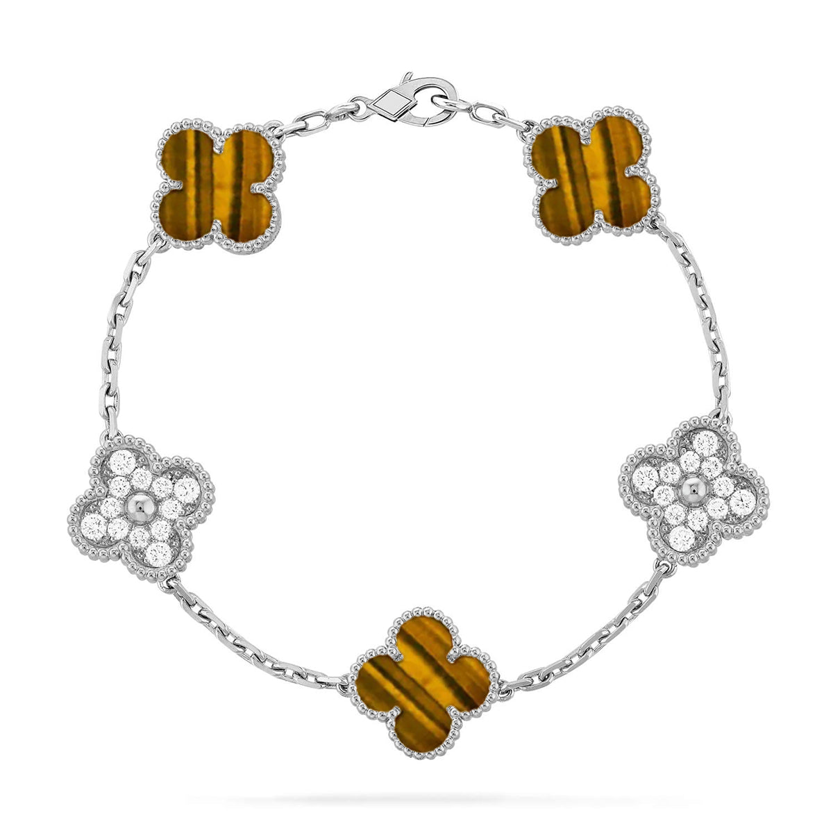 [⭐Maelin] CLOVER 5 MOTIFS TIGER EYE BRACELET COLLECTION