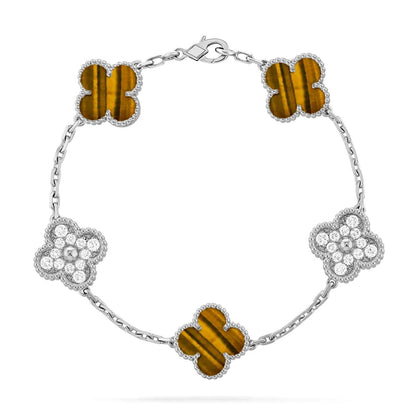[⭐Maelin] CLOVER 5 MOTIFS TIGER EYE BRACELET COLLECTION