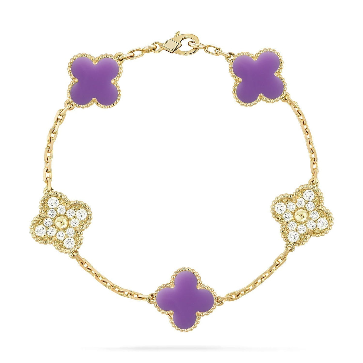 [⭐Maelin]CLOVER 5 MOTIF LIGHT PURPLE BRACELET COLLECTION