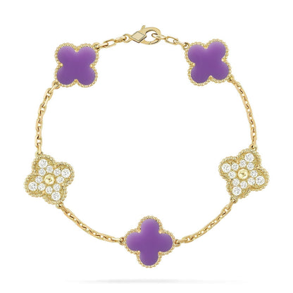 [⭐Maelin]CLOVER 5 MOTIF LIGHT PURPLE BRACELET COLLECTION