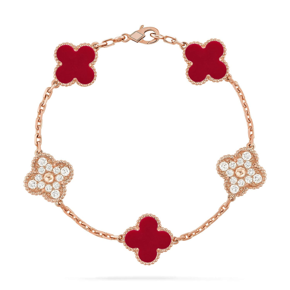 [⭐Maelin] CLOVER 5 MOTIF RED CORNELIAN BRACELET COLLECTION