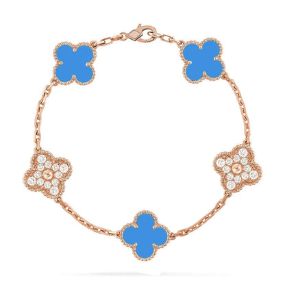 [⭐Maelin] CLOVER 5 MOTIF BLUE AGATE BRACELET COLLECTION