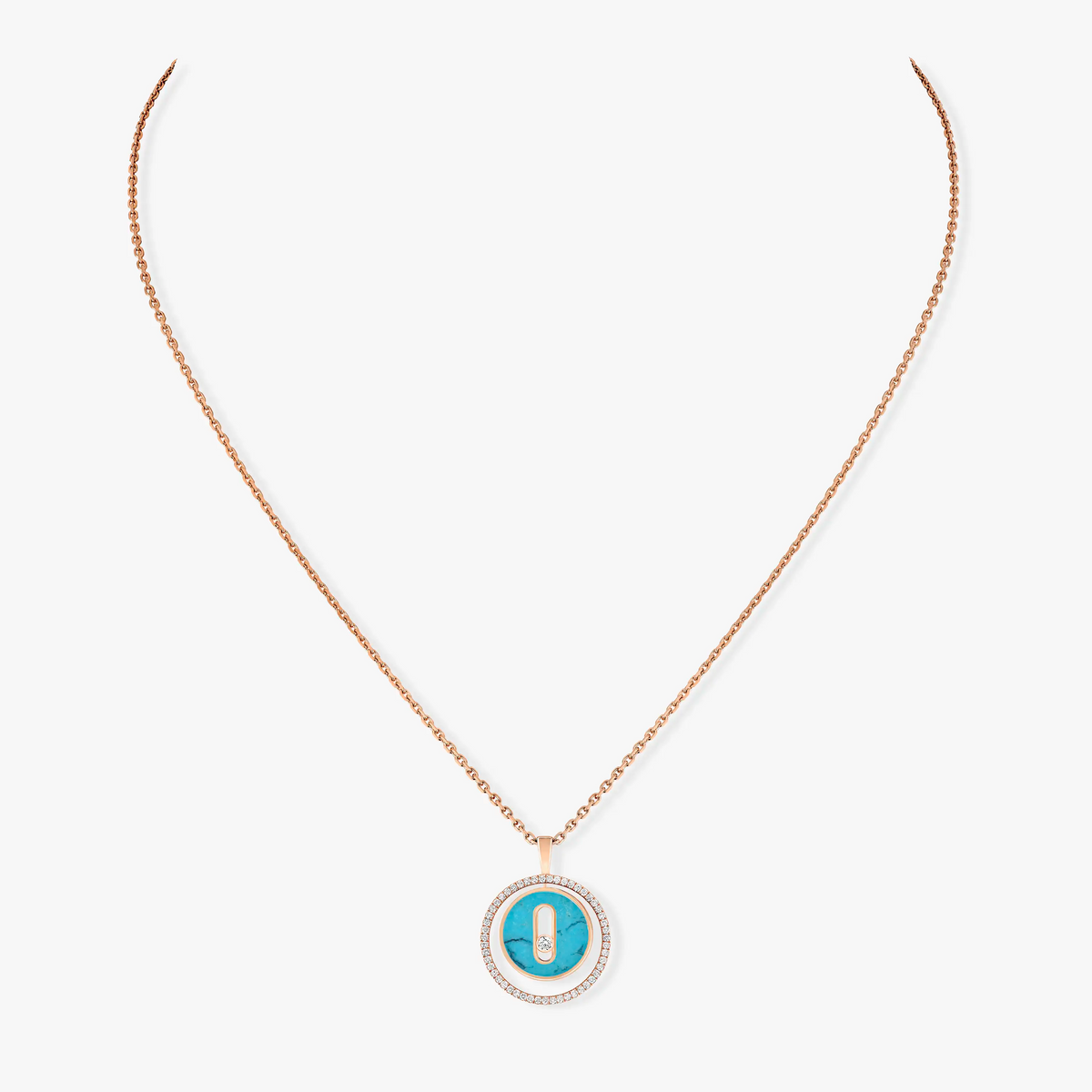 [⭐Maelin]Demo MOVE 1 DIAMOND TURQUOISE PINK GOLD DIAMOND NECKLACE