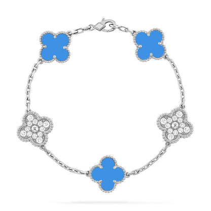 [⭐Maelin] CLOVER 5 MOTIF BLUE AGATE BRACELET COLLECTION