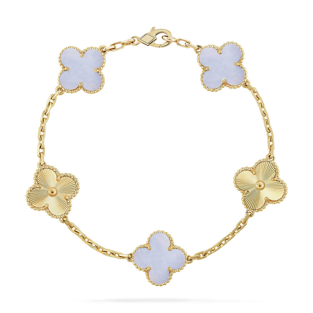 [⭐Maelin] CLOVER 5 MOTIF PURPLE CHALCEDONY BRACELET COLLECTION