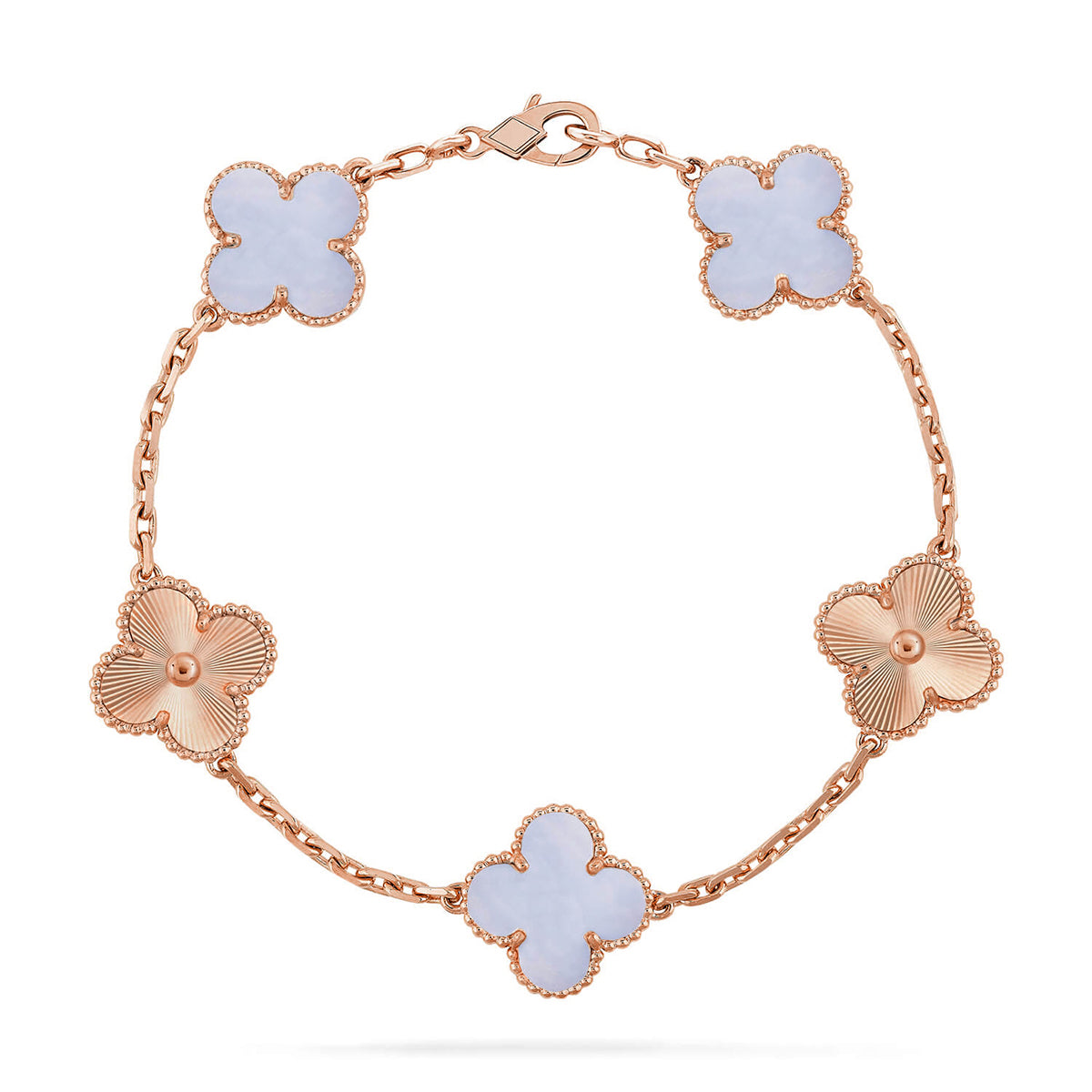 [⭐Maelin] CLOVER 5 MOTIF PURPLE CHALCEDONY BRACELET COLLECTION