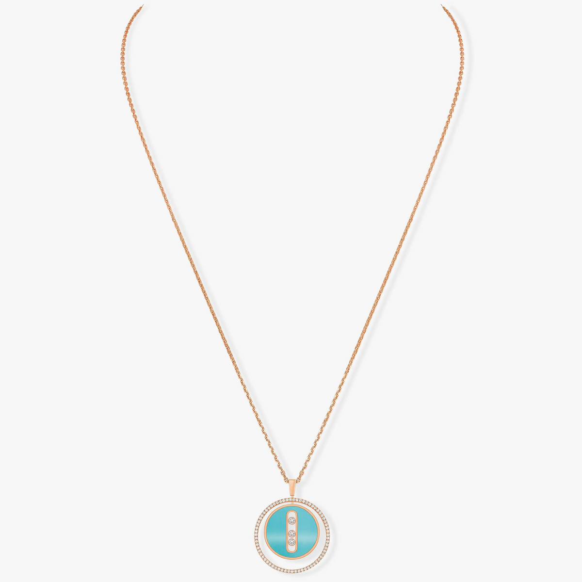 [⭐Maelin]Demo MOVE 3 DIAMONDS TURQUOISE PINK GOLD DIAMOND NECKLACE