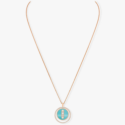 [⭐Maelin]Demo MOVE 3 DIAMONDS TURQUOISE PINK GOLD DIAMOND NECKLACE