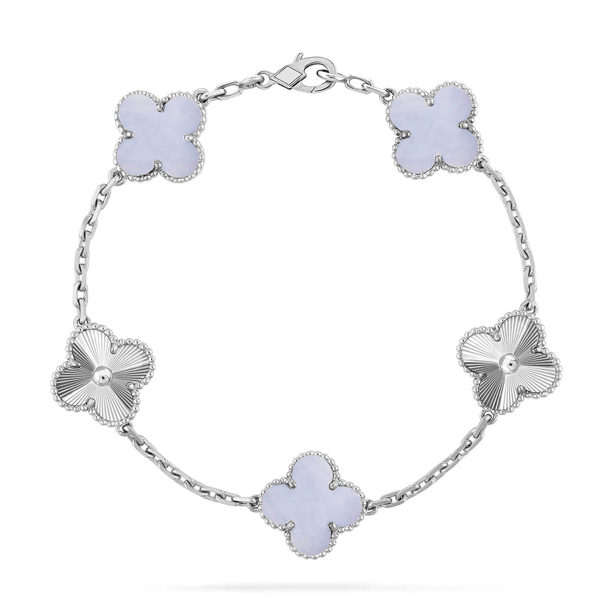 [⭐Maelin] CLOVER 5 MOTIF PURPLE CHALCEDONY BRACELET COLLECTION