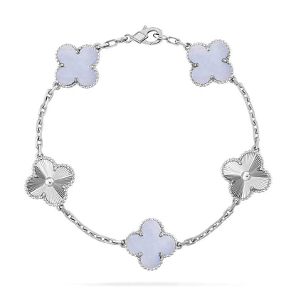 [⭐Maelin] CLOVER 5 MOTIF PURPLE CHALCEDONY BRACELET COLLECTION