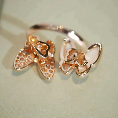 [⭐Maelin]TWIN BUTTERFLY DIAMOND MOP RING