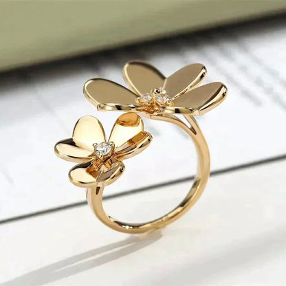 [⭐Maelin]CLOVER COMOS GOLD DIAMOND RING