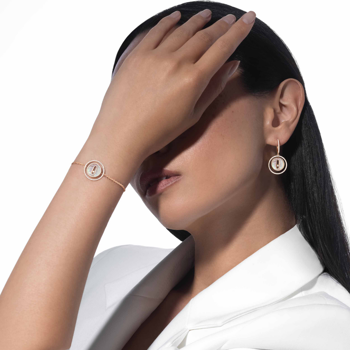 [⭐Maelin]Demo MOVE WHITE MOTHER OF PEARL PINK GOLD DIAMOND BRACELET