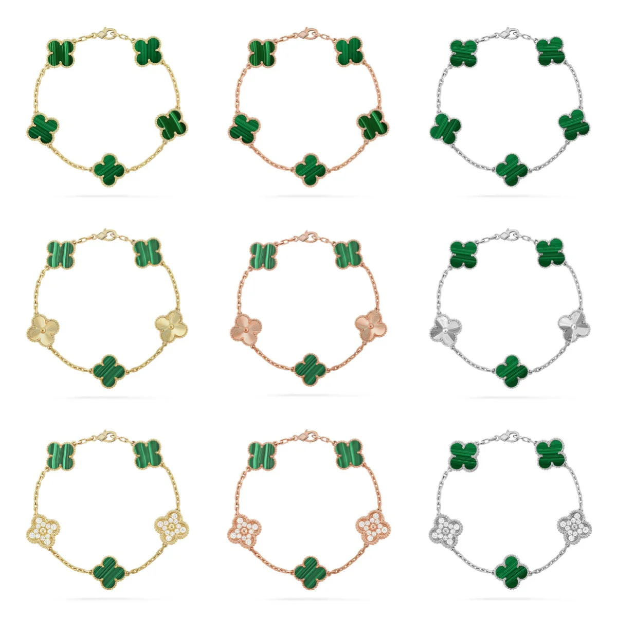 [⭐Maelin] CLOVER 5 MOTIF MALACHITE BRACELET COLLECTION