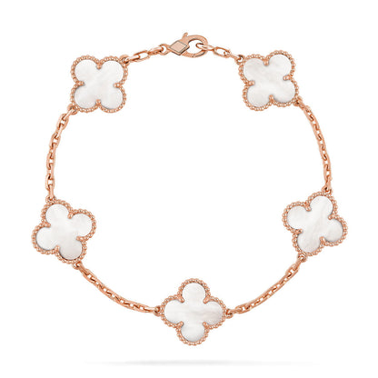 [⭐Maelin]CLOVER WHITE PEARL MOP 5 MOTIF BRACELET COLLECTION