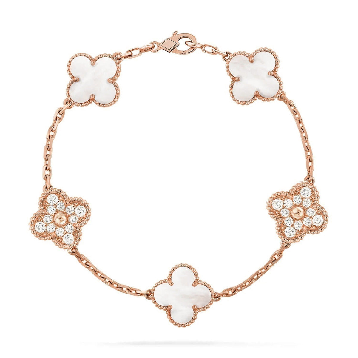 [⭐Maelin]CLOVER WHITE PEARL MOP 5 MOTIF BRACELET COLLECTION