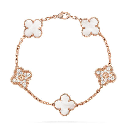 [⭐Maelin]CLOVER WHITE PEARL MOP 5 MOTIF BRACELET COLLECTION